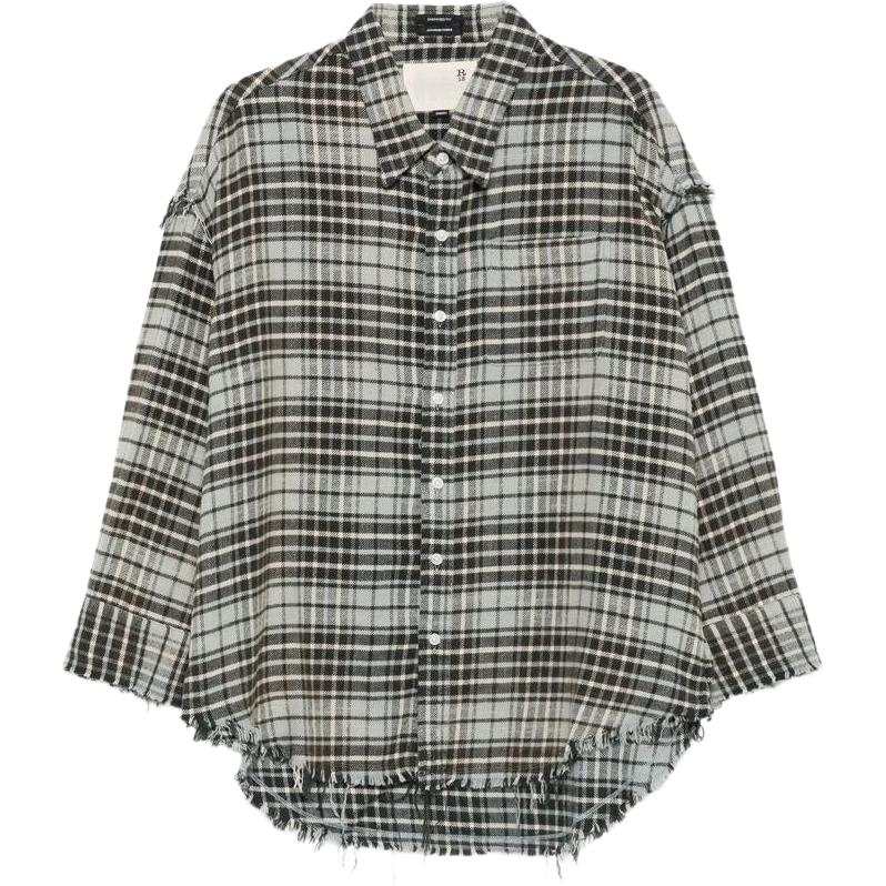 R13 R13 frayed plaid shirt