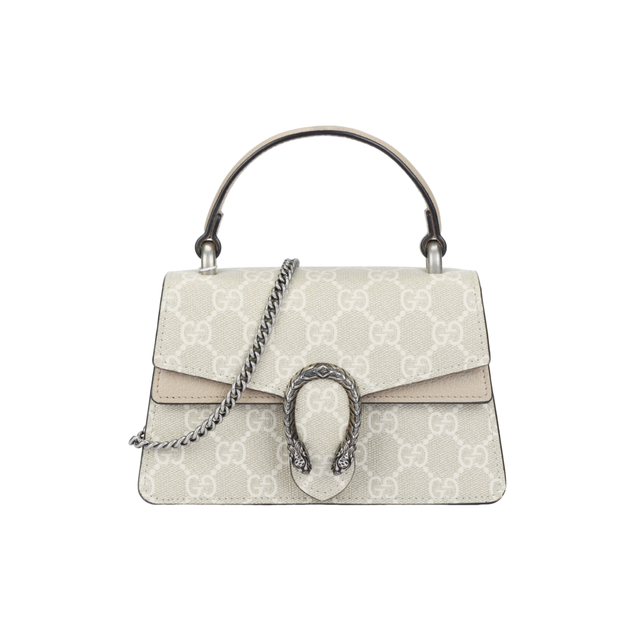 GUCCI Leather Shoulder Bag, Crossbody Bag, Handbag Mini Women's Beige & Ebony