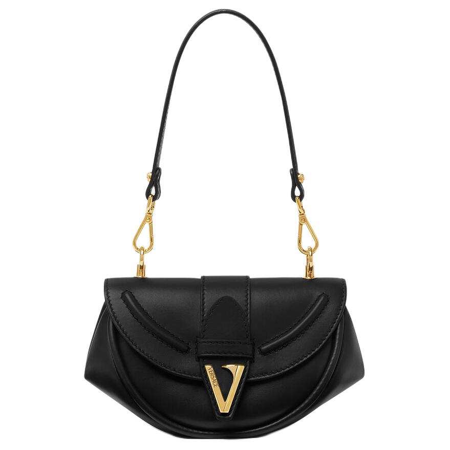 VERSACE Virtus Cow Leather Shoulder Bag Small Women's Black