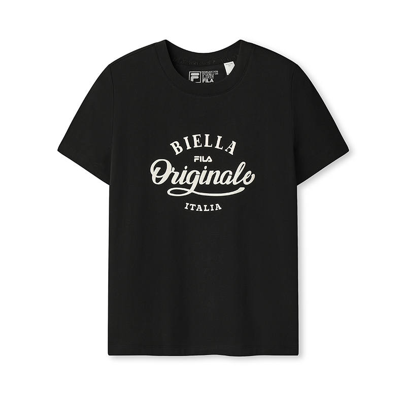 FILA ORIGINALE T Shirts Women's Jet Black BK Crew Neck Moderate Straight Fit