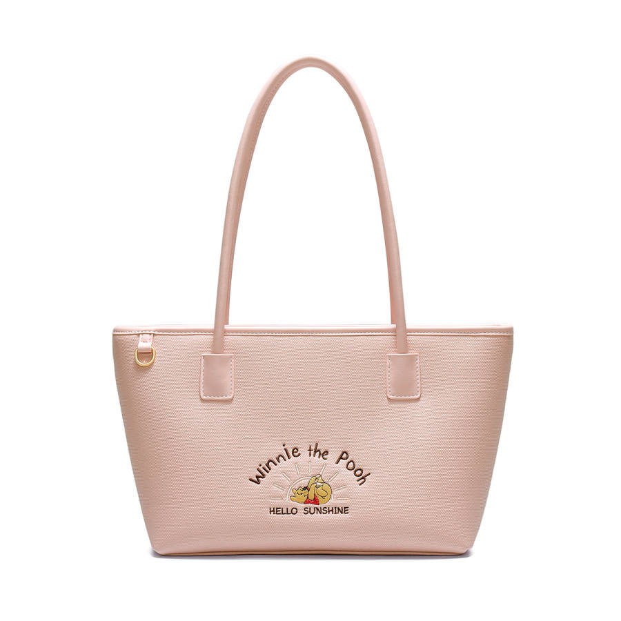 Disney Winnie The Pooh Pu Tote Bag, Shopping Bag, Shoulder Bag Regular Women's Apricot/Pink