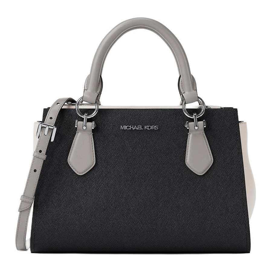 MICHAEL KORS Marilyn Cow Leather Handbag Small Women's Black & Gray