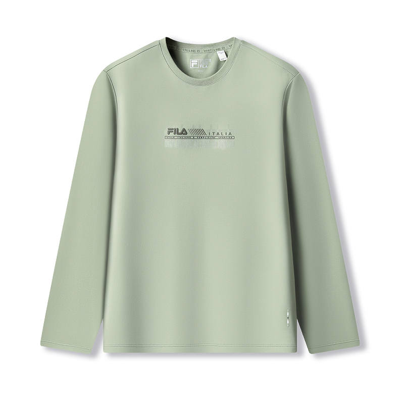 FILA WHITE T Shirts Men's Emerald Green GN Crew Neck Moderate Straight Fit