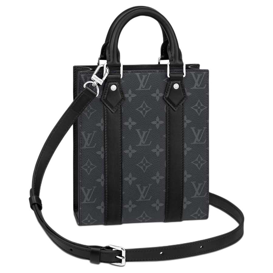 LOUIS VUITTON Sac Plat Coated Canvas Sheet Music Bag, Handbag, Shoulder Bag, Crossbody Bag Mini Men's Black