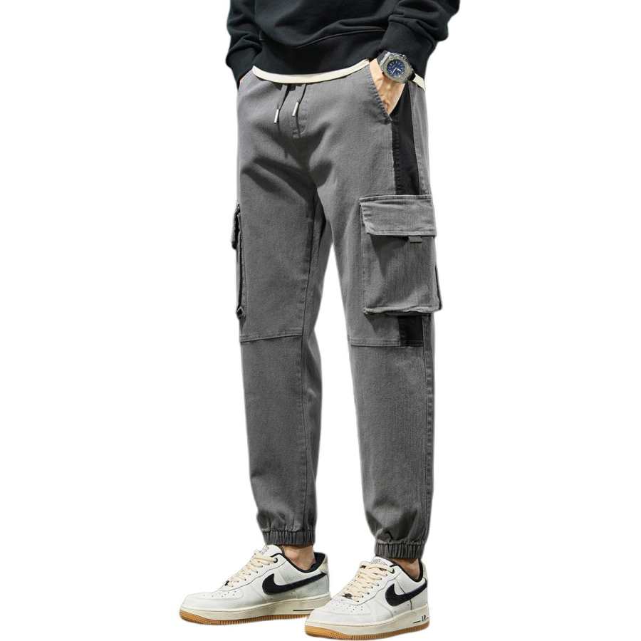 Tonlion Casual Pants Men's Light Gray Moderate Cuffed Pants