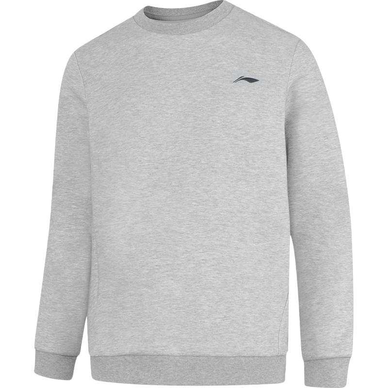 Li-Ning Li Ning Sweatshirts Men's Light Gray Crew Neck Moderate Regular