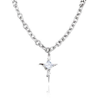 FOREVER MELODY Zirconium Titanium Steel Necklaces Men's Silver