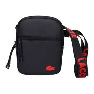 LACOSTE Polyurethane Shoulder Bag, Crossbody Bag Small Men's Black