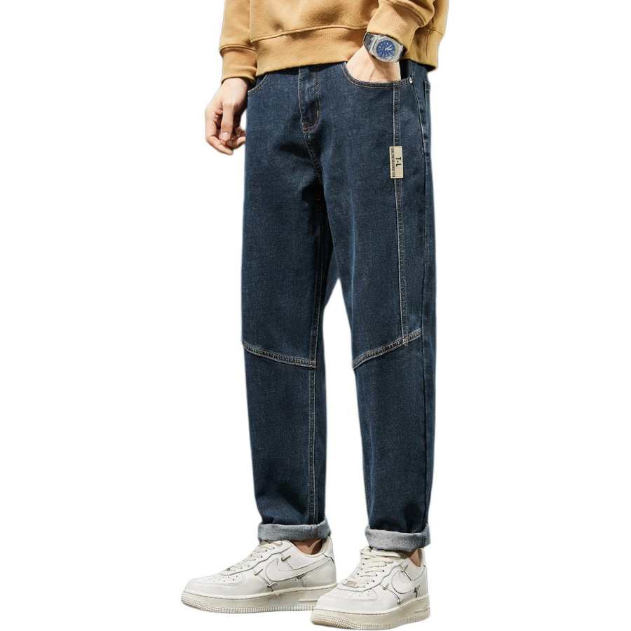 Tonlion Jeans Men's Blue Gray Moderate Straight Fit Pants