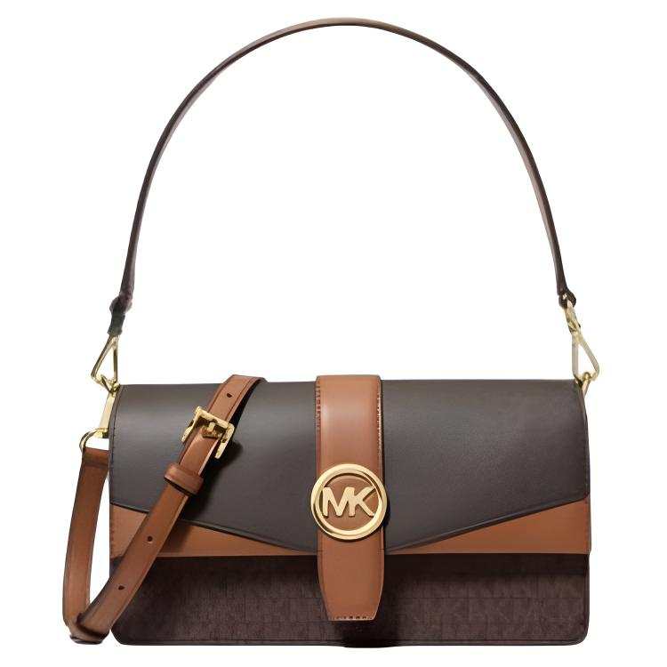 MICHAEL KORS Greenwich Coated Canvas Crossbody Bags Medium Women's Brown