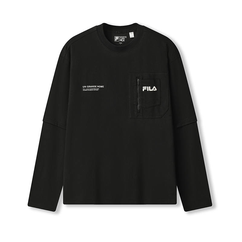 FILA ORIGINALE T Shirts Men's Jet Black BK Crew Neck Moderate
