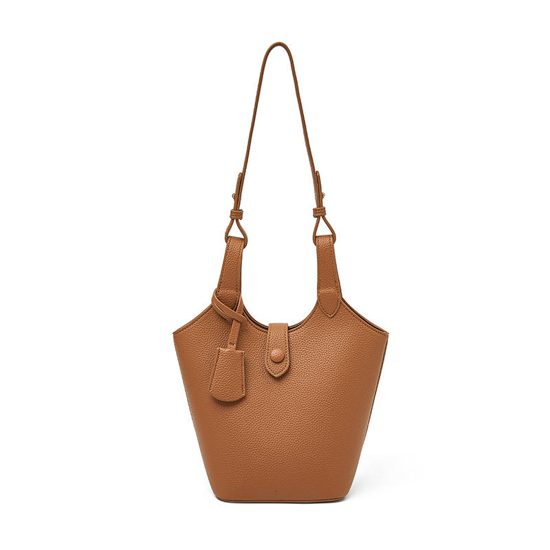 LAORENTOU Synthetic Leather One Shoulder Water Buckets Crossbody Bag Women's Clay Brown/Mud Gray
