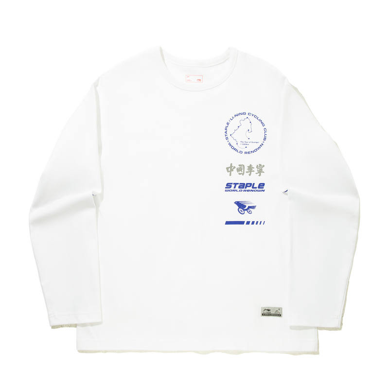 Li-Ning Li Ning X Staple T Shirts Men's Standard White Crew Neck Moderate Straight Fit