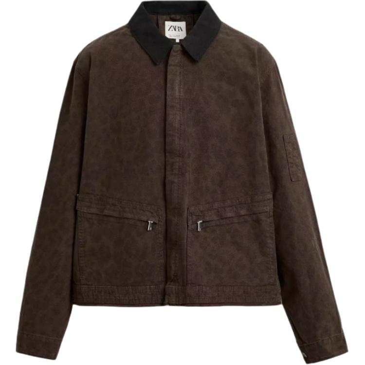 ZARA ZARA Puffer Jackets Men's Leopard Print Lapel Moderate Other