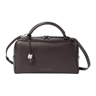 Brunello Cucinelli Explorer Shiny Nappa Leather Boston Bag Handbag Regular Women's Dark Brown