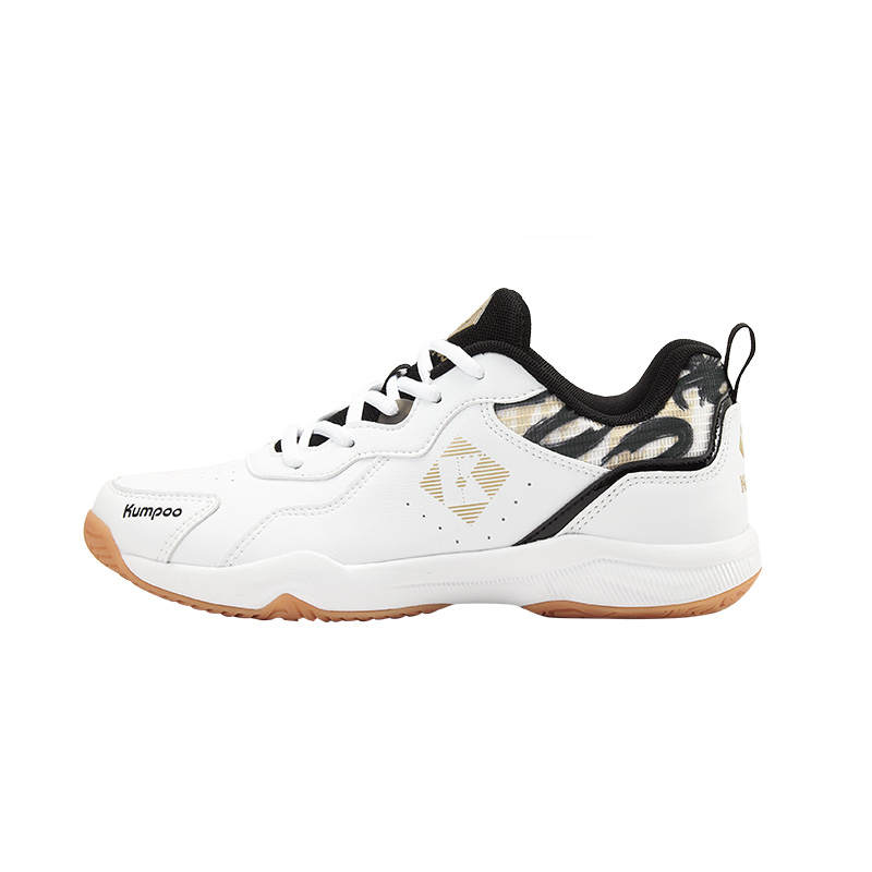 KUMPOO Cushioning Slip Resistant Support Low top Badminton Shoes Unisex White Black