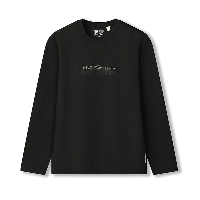 FILA WHITE T Shirts Men's Jet Black Crew Neck Moderate Straight Fit