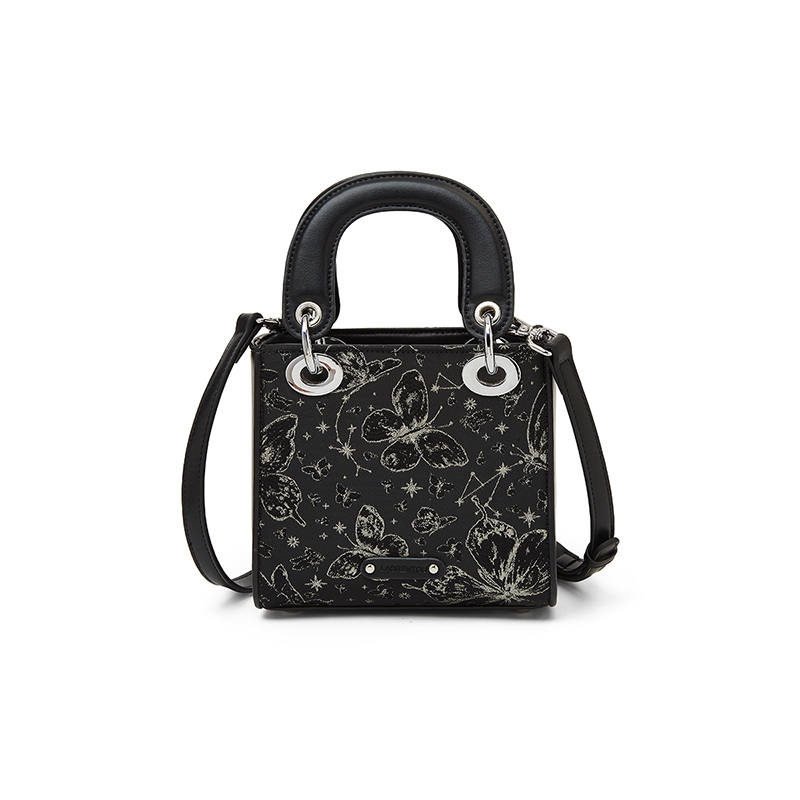 LAORENTOU Fabric Handbag Women's Black/Pink