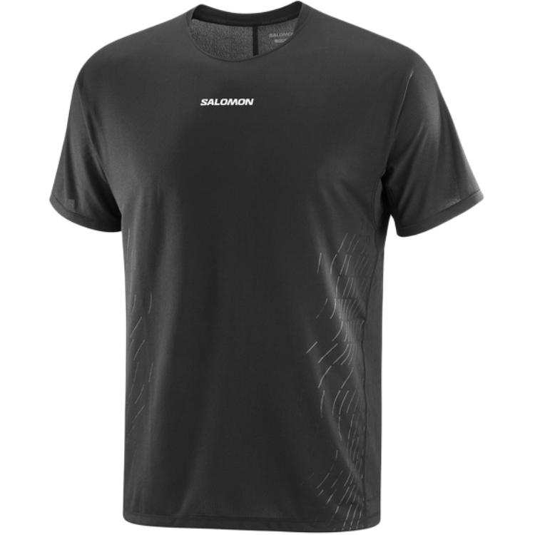 SALOMON T Shirts Men's Pitch Black/Beauty Black Men's C26998 Crew Neck Moderate