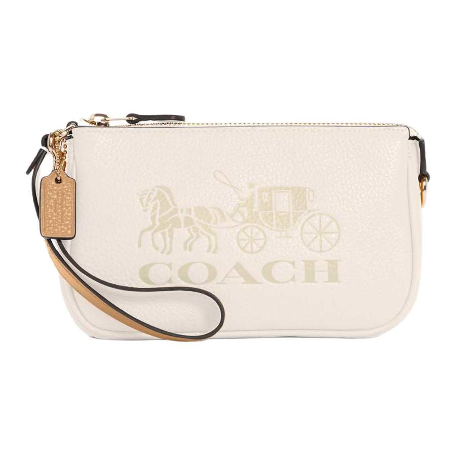 COACH Nolita Refined Pebble Leather Wrist Bag Clutch Small Women's Ecru
