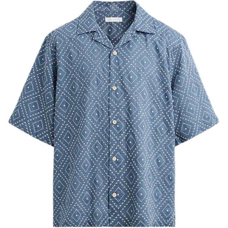 ZARA ZARA Shirts Men's Blue Lapel Moderate