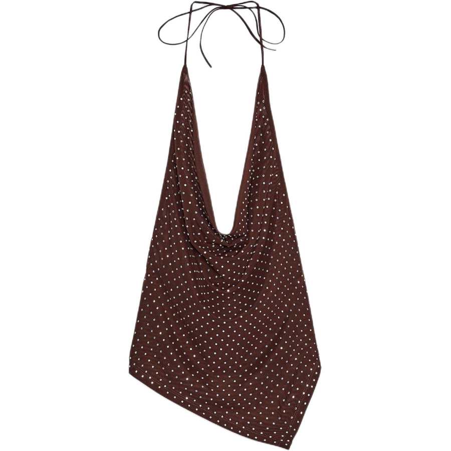 ZARA Camisoles Women's Brown Moderate Halter Neck