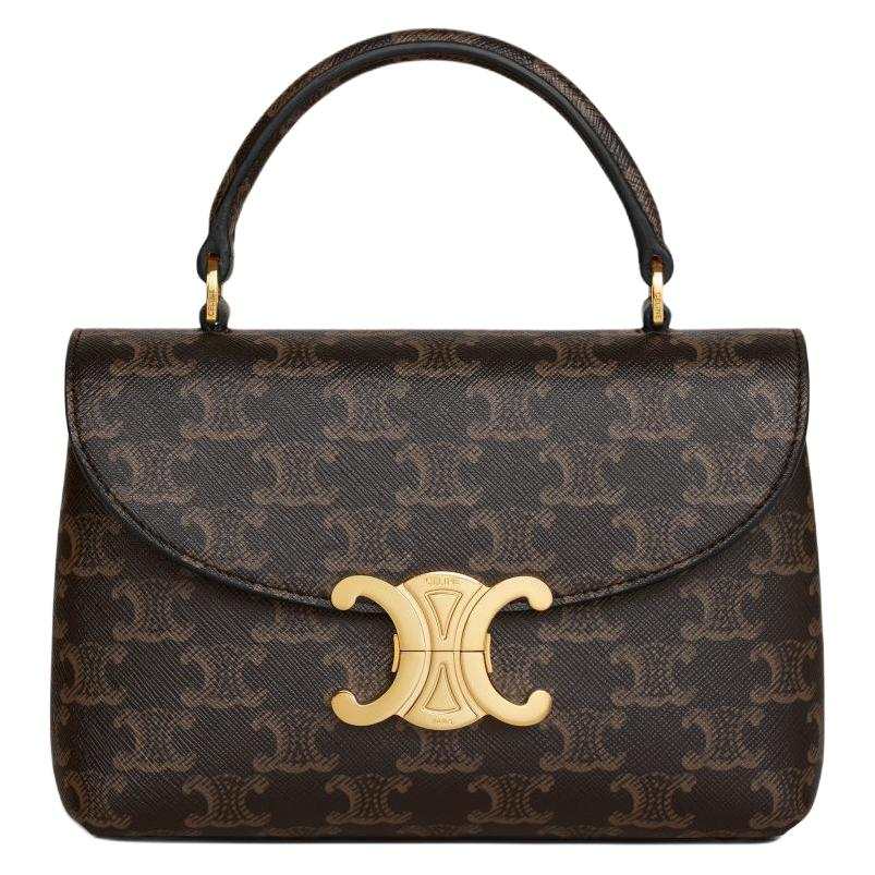 CELINE Nino Leather Crossbody Handbag Women's Brown