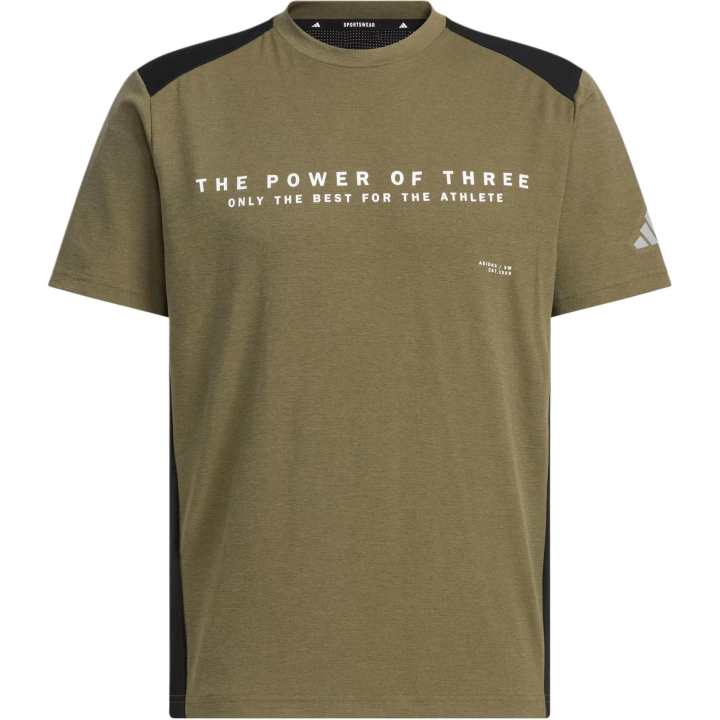 Adidas Adidas T Shirts Men's Olive Crew Neck Moderate Straight Fit