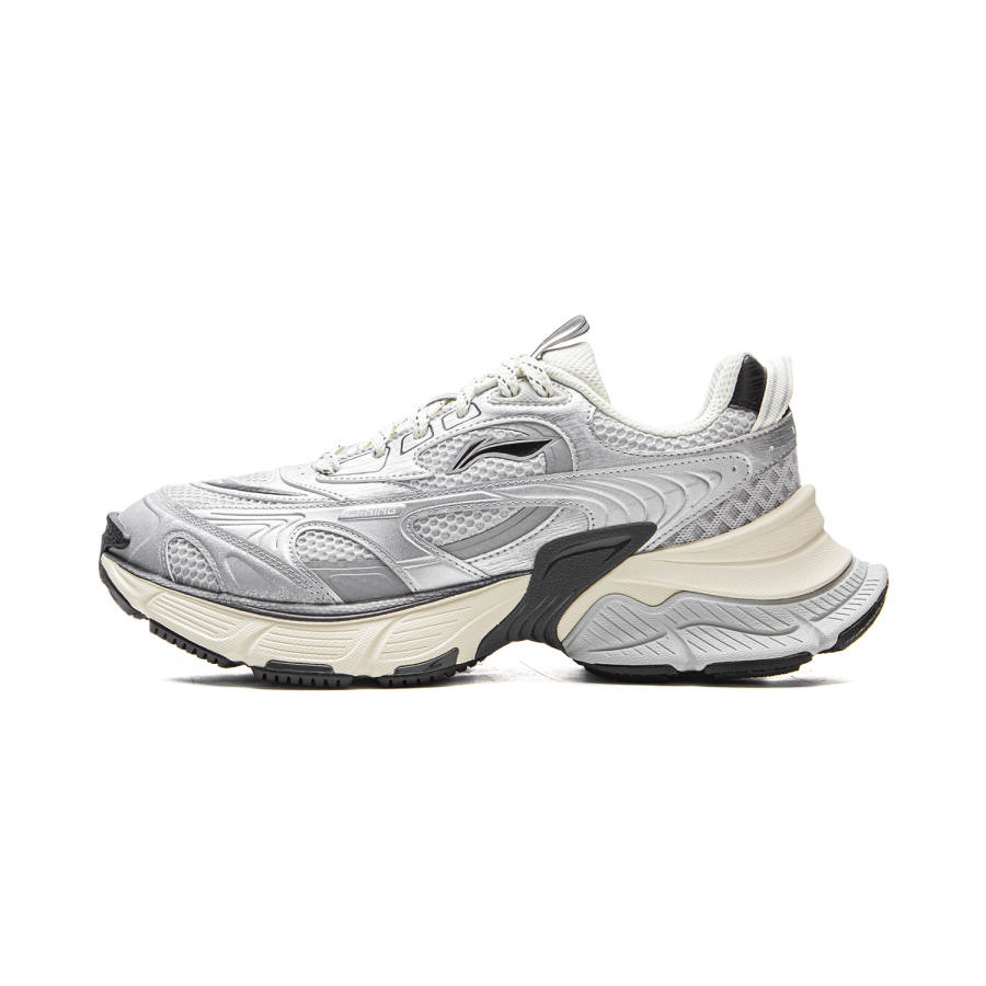 Li-Ning Li Ning Xingji Cushioning Abrasion Resistant Breathable Low top Chunky Sneakers Men's Gray Silver