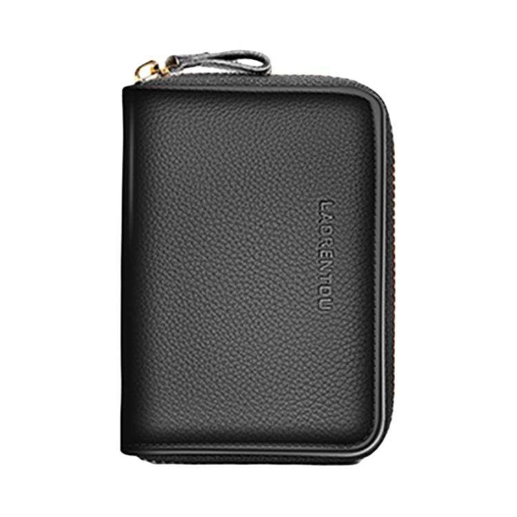 LAORENTOU Top Grain Cow Leather Card Holder Men's Black/Coffee