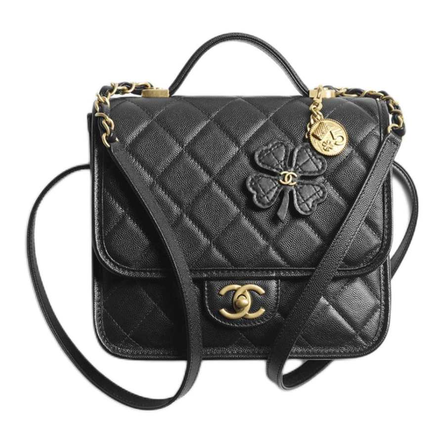 CHANEL 24 25AW Grain Cow Leather Material Gold Metal Backpack Women's Black