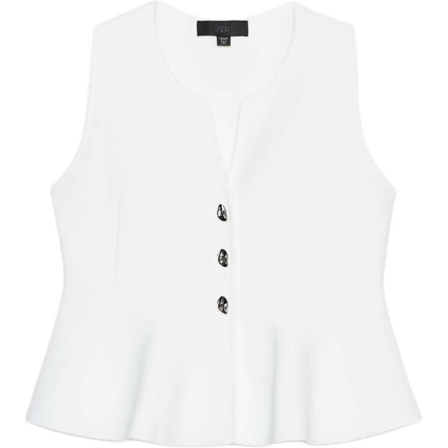 ZARA Tank Tops Women's White Crew Neck Moderate Other