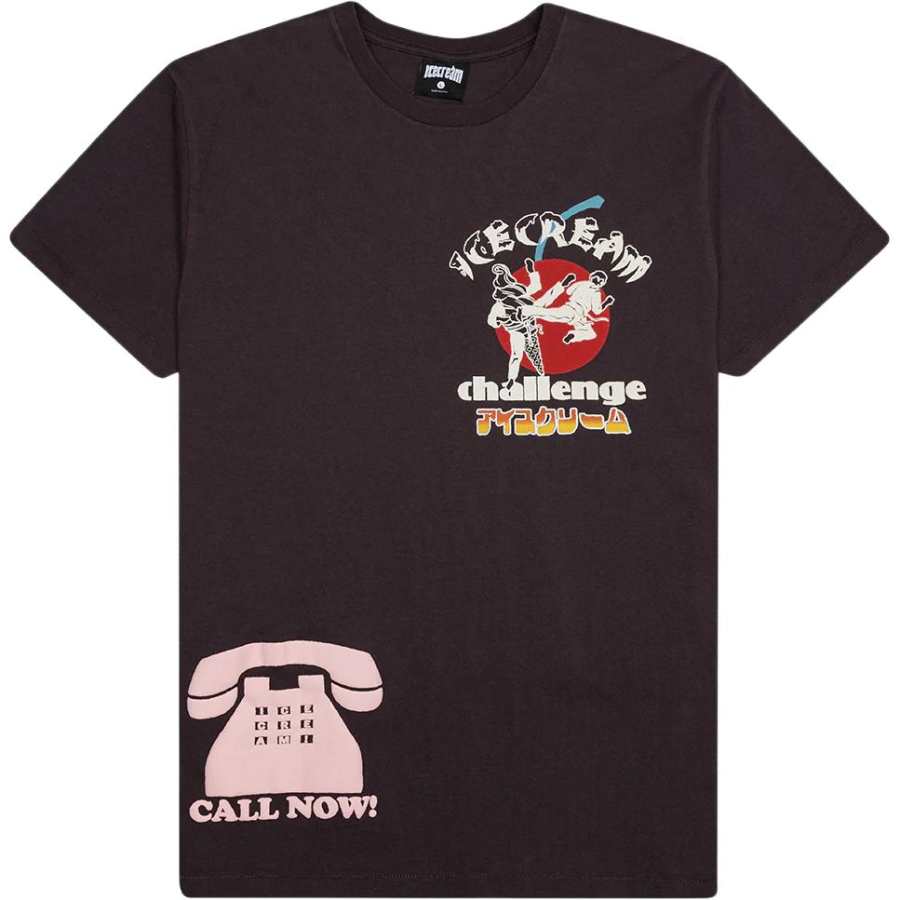 Ice Cream T Shirts Unisex Black Crew Neck Moderate Straight Fit