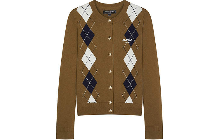 Teenie Weenie Knitwear Women's Olive Green Crew Neck Moderate Cardigan