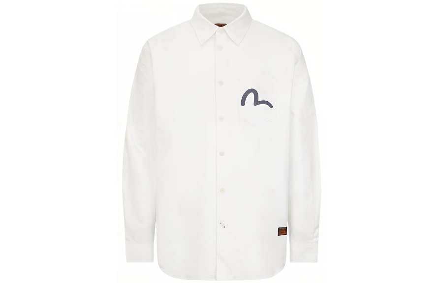 EVISU EVISU Shirts Men's White Lapel Moderate Shirt
