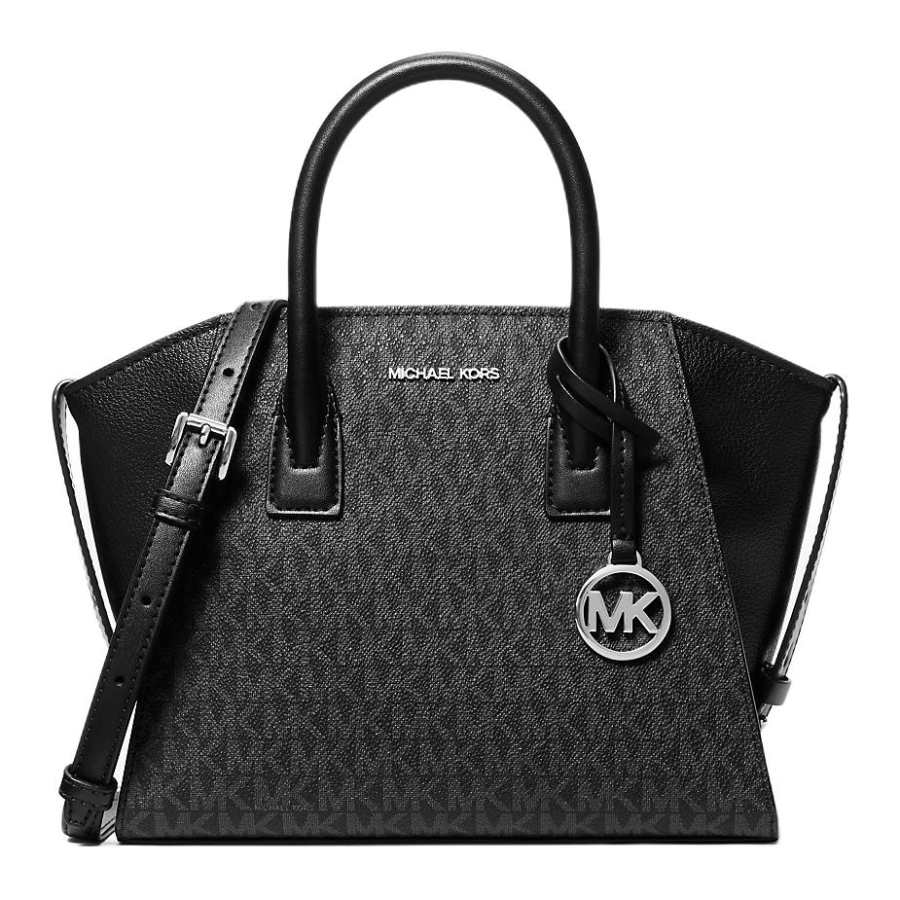 MICHAEL KORS Avril Canvas Shoulder Bag, Crossbody Bag, Handbag Small Unisex Black