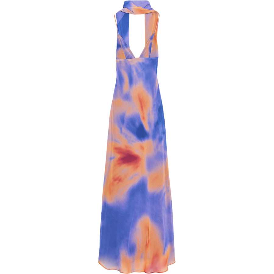 ZARA Slip Dresses Women's Orange V Neck Moderate Long