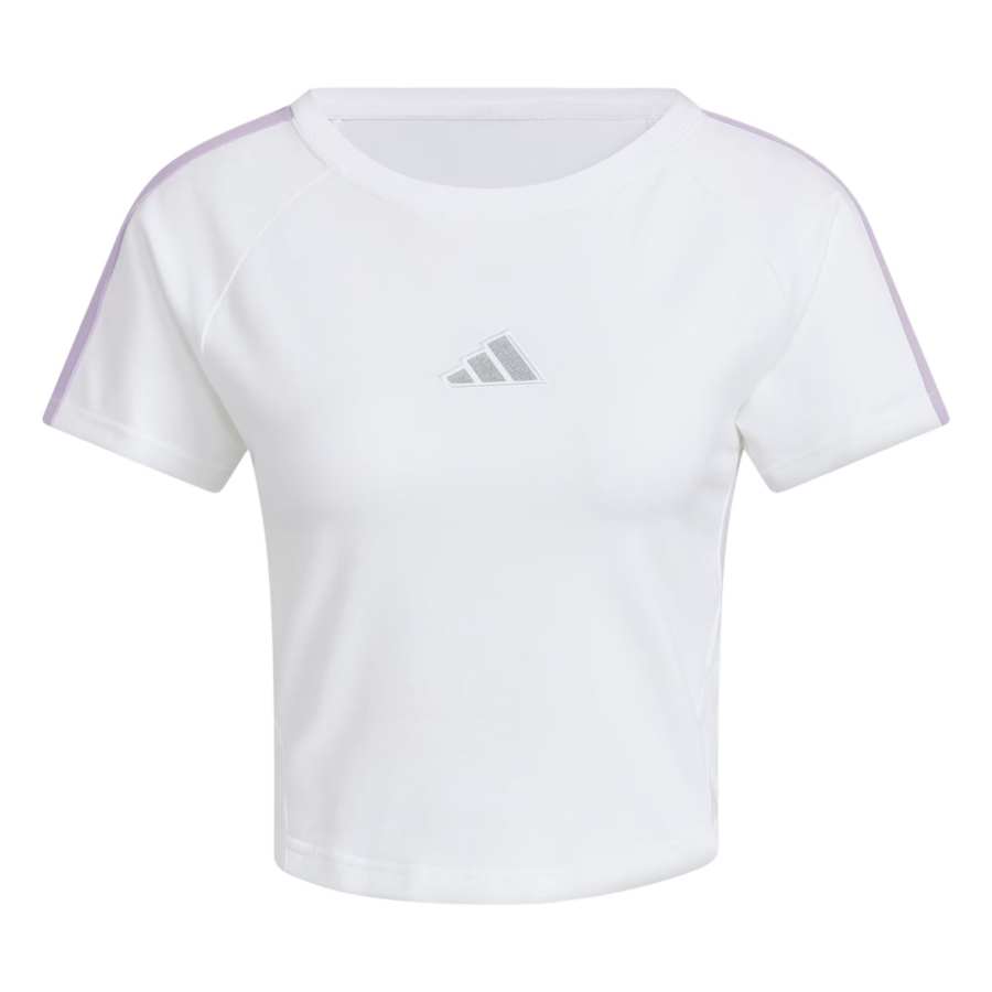 Adidas Adidas T Shirts Women's White/Powder Plum Purple Crew Neck Moderate
