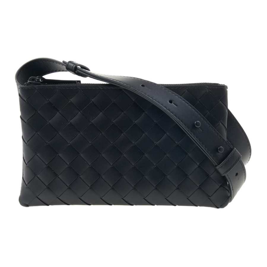 Bottega Veneta Adjustable Strap Calfskin Shoulder Bag Women's Black