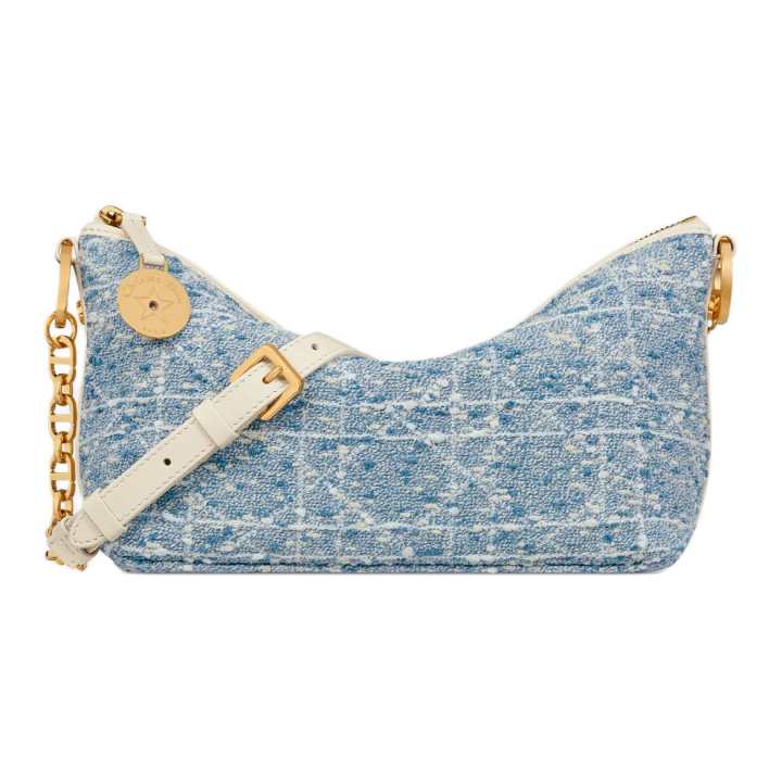 DIOR DIOR Diorstar Hobo Cotton Shoulder Bag Women's Light Blue