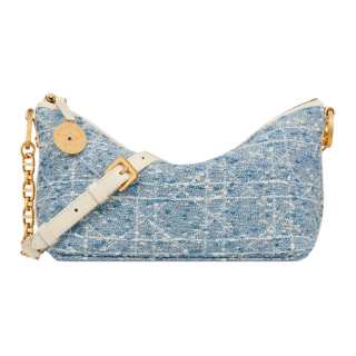 DIOR Diorstar Hobo Cotton Shoulder Bag Women's Light Blue