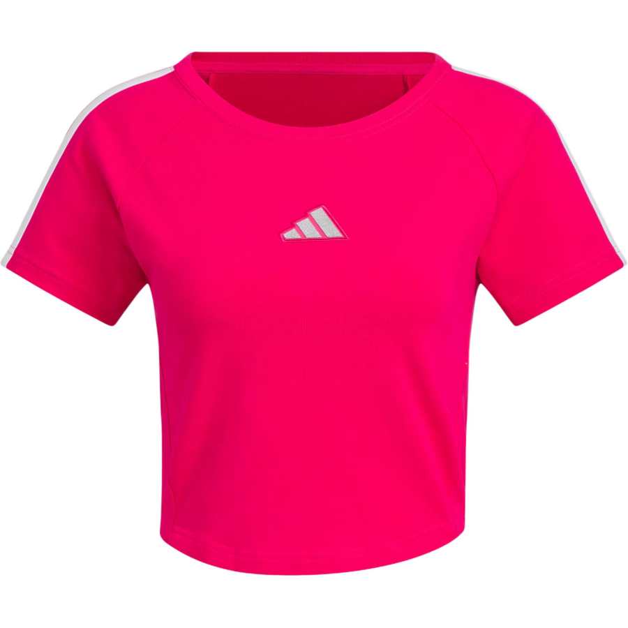 Adidas Adidas T Shirts Women's Eye Catching Pink/White Crew Neck Moderate Other