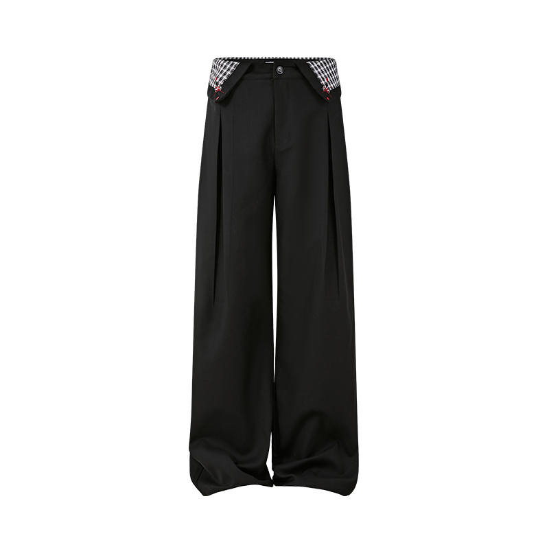 KREATE Casual Pants Unisex Black Moderate Wide Leg Pants
