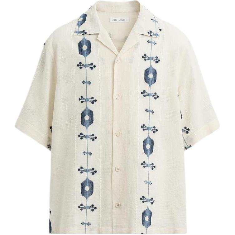 ZARA Shirts Men's Indigo Cuban Collar Moderate
