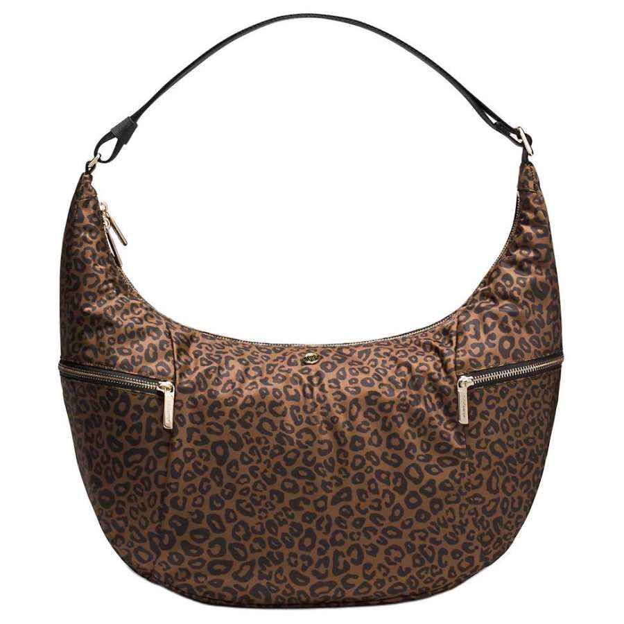 Lululemon Large Slouchy Recycled Polyester Shoulder Bag Large Men's Leopard Print Pleated Multicolor