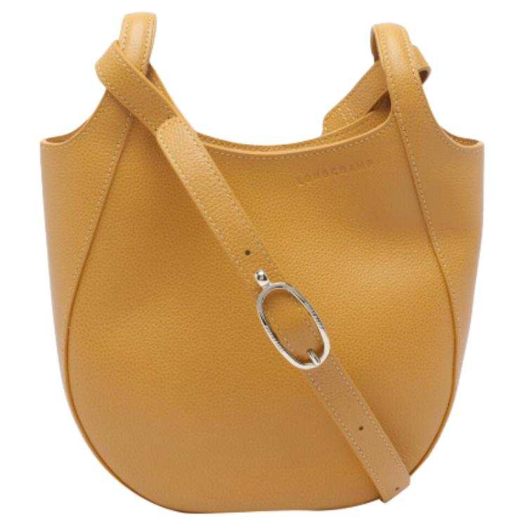 LONGCHAMP Le Foulonné Cow Leather Shoulder Bag, Crossbody Bag, Handbag Small Women's Yellow