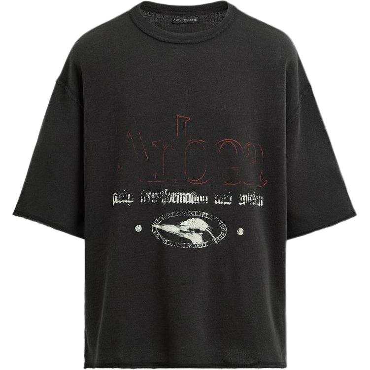 ZARA T Shirts Men's Black Crew Neck
