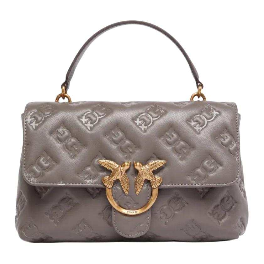 PINKO Love Bag Puff Sheepskin One Shoulder Handbag Medium Women's Gray