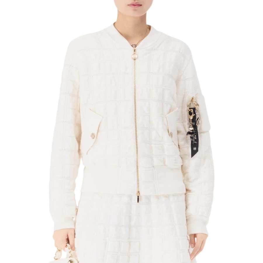 CHANEL CHANEL Jackets Women's White Baseball Collar Moderate Other