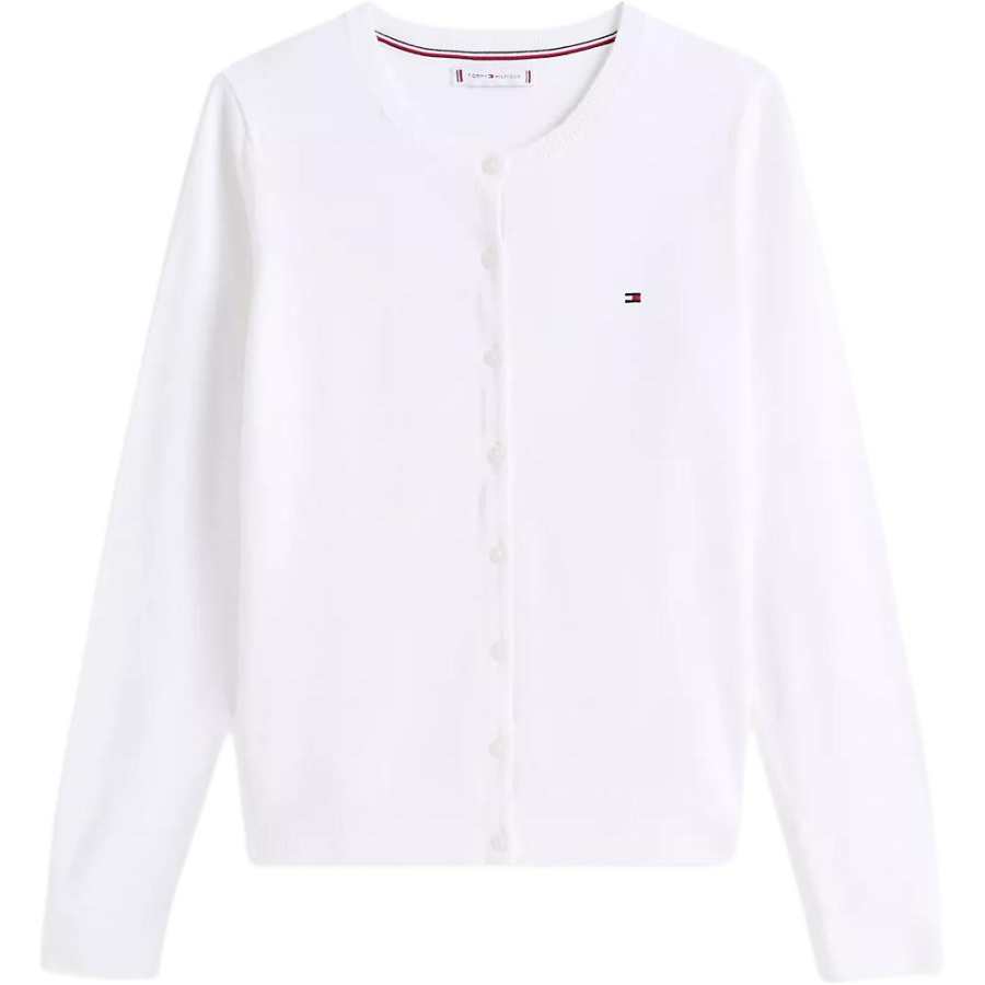 Tommy Hilfiger Sweaters Women's White Crew Neck Moderate Cardigan